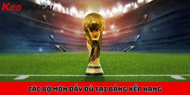 Bảng Xếp Hạng thể thao mới nhất hôm nay, cập nhật từng giây 3 Các bộ môn đầy đủ, được yêu thích hàng đầu tại Bảng Xếp Hạng Kèo Nhà Cái